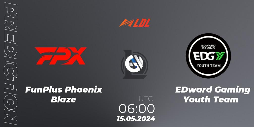 Prognose für das Spiel FunPlus Phoenix Blaze VS EDward Gaming Youth Team. 15.05.2024 at 06:00. LoL - LDL 2024 - Stage 2