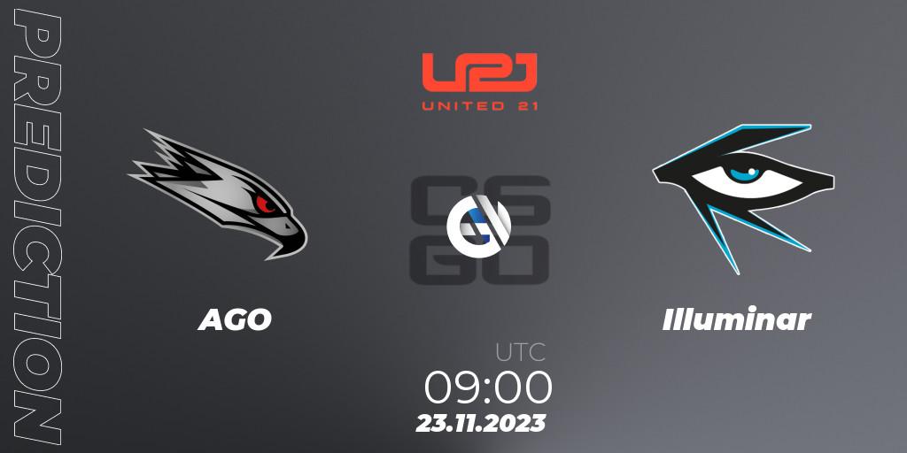 Prognose für das Spiel AGO VS Illuminar. 23.11.23. CS2 (CS:GO) - United21 Season 8