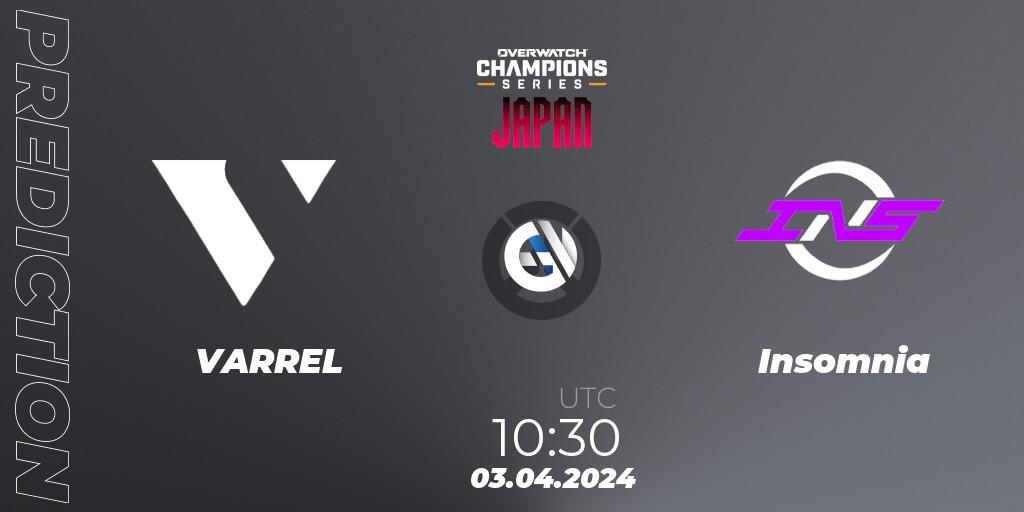 Prognose für das Spiel VARREL VS Insomnia. 03.04.2024 at 10:30. Overwatch - Overwatch Champions Series 2024 - Stage 1 Japan
