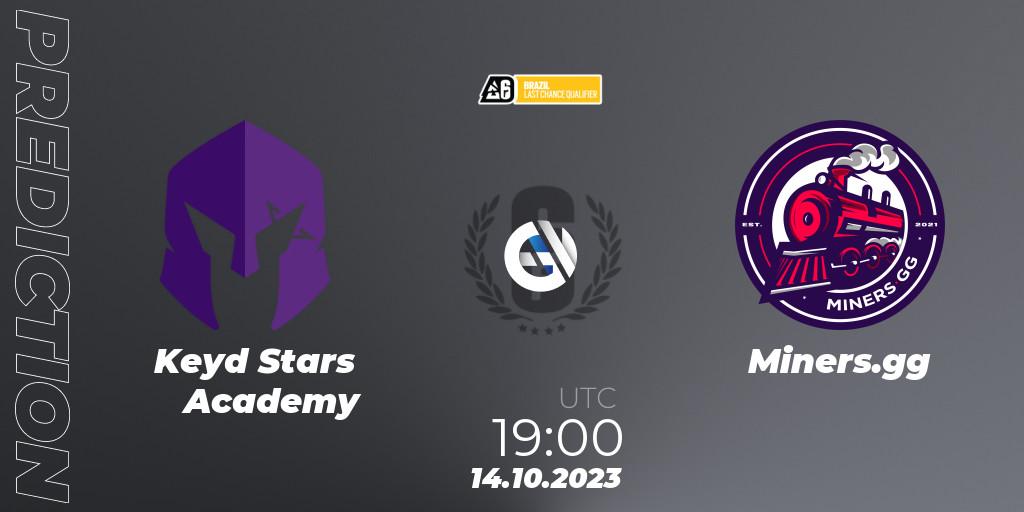 Prognose für das Spiel Keyd Stars Academy VS Miners.gg. 14.10.2023 at 19:00. Rainbow Six - Brazil League 2023 - Stage 2 - Last Chance Qualifiers