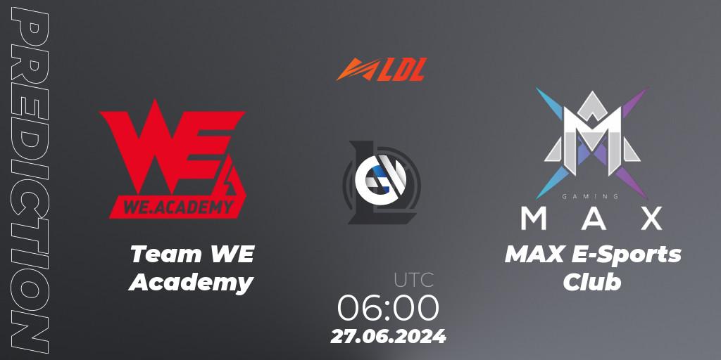Prognose für das Spiel Team WE Academy VS MAX E-Sports Club. 27.06.2024 at 06:00. LoL - LDL 2024 - Stage 3