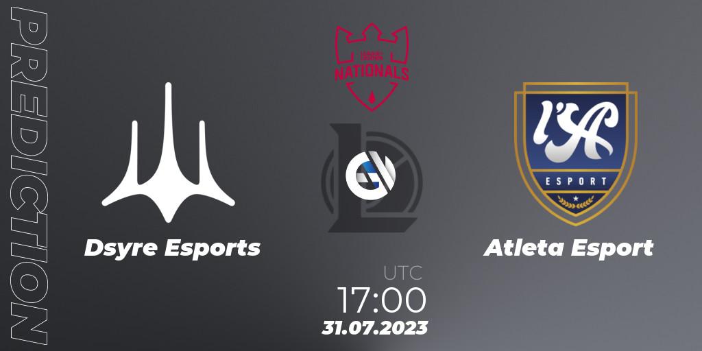 Prognose für das Spiel Dsyre Esports VS Atleta Esport. 31.07.2023 at 17:00. LoL - PG Nationals Summer 2023