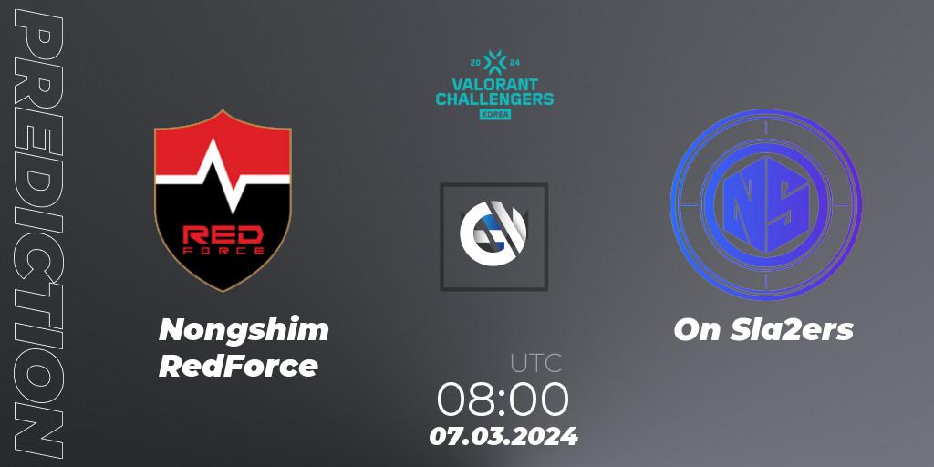 Prognose für das Spiel Nongshim RedForce VS On Sla2ers. 07.03.2024 at 08:00. VALORANT - VALORANT Challengers Korea 2024: Split 1