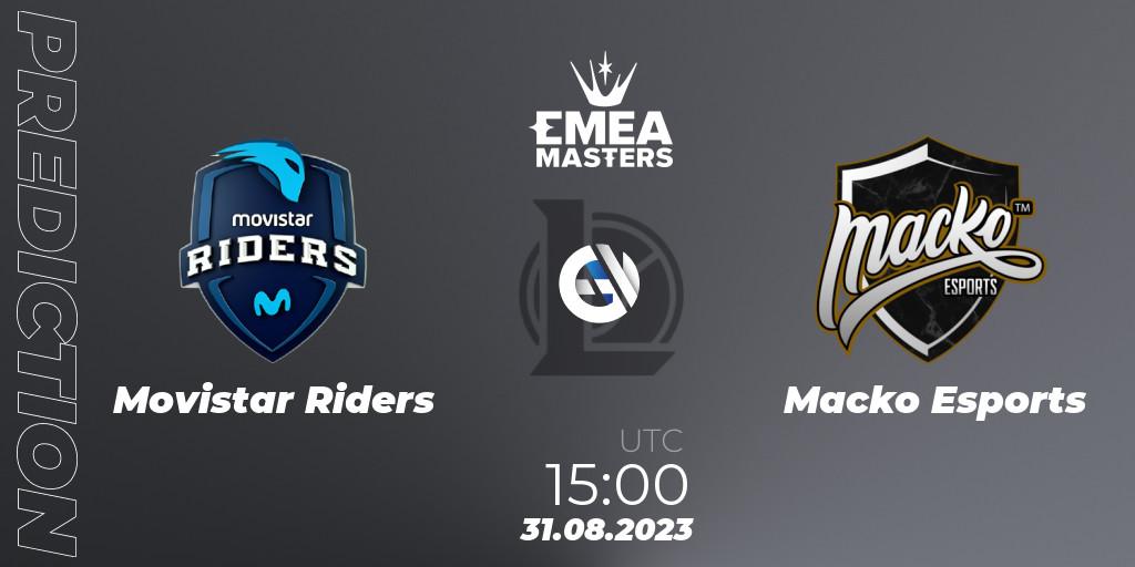 Prognose für das Spiel Movistar Riders VS Macko Esports. 31.08.23. LoL - EMEA Masters Summer 2023
