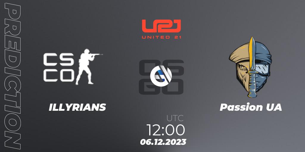 Prognose für das Spiel ILLYRIANS VS Passion UA. 06.12.2023 at 12:30. Counter-Strike (CS2) - United21 Season 9