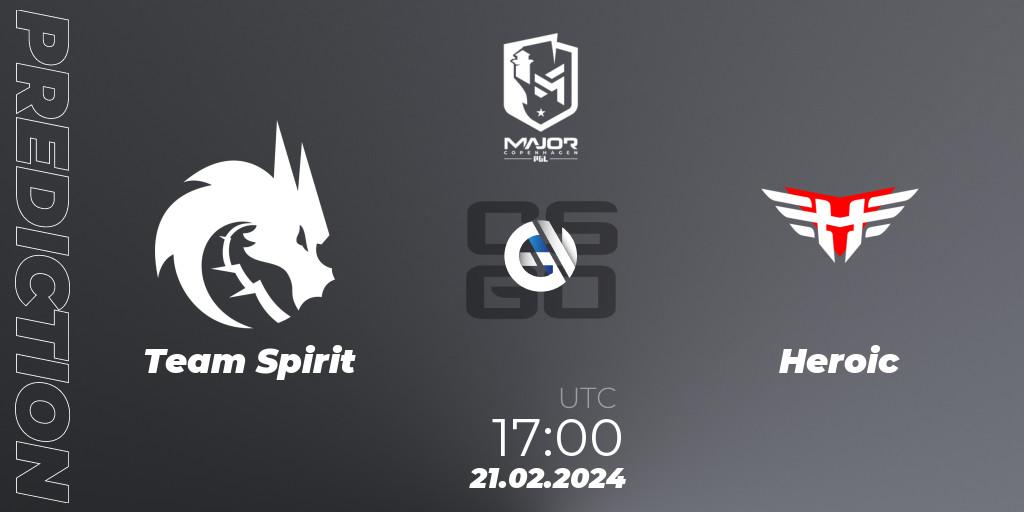 Prognose für das Spiel Team Spirit VS Heroic. 21.02.24. CS2 (CS:GO) - PGL CS2 Major Copenhagen 2024: European RMR B