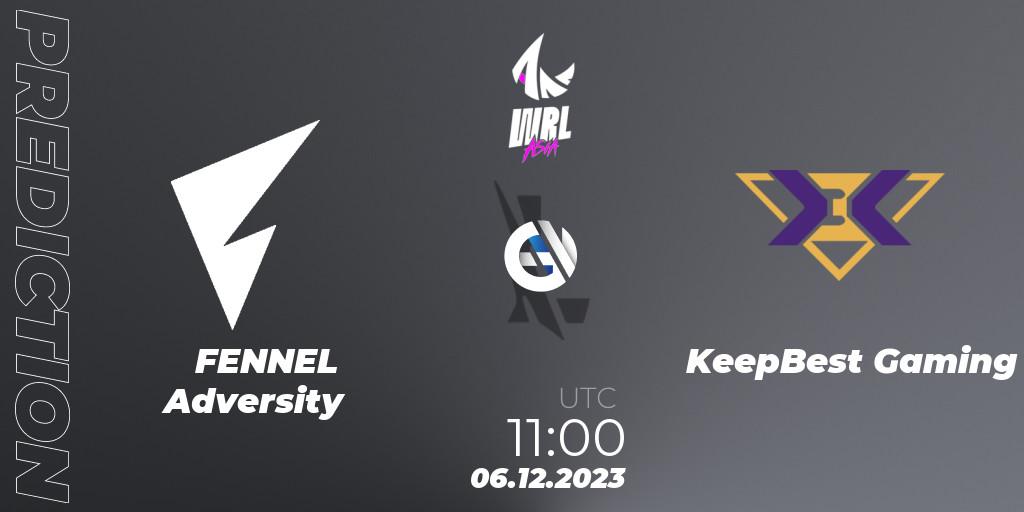 Prognose für das Spiel FENNEL Adversity VS KeepBest Gaming. 06.12.2023 at 11:00. Wild Rift - WRL Asia 2023 - Season 2 - Regular Season