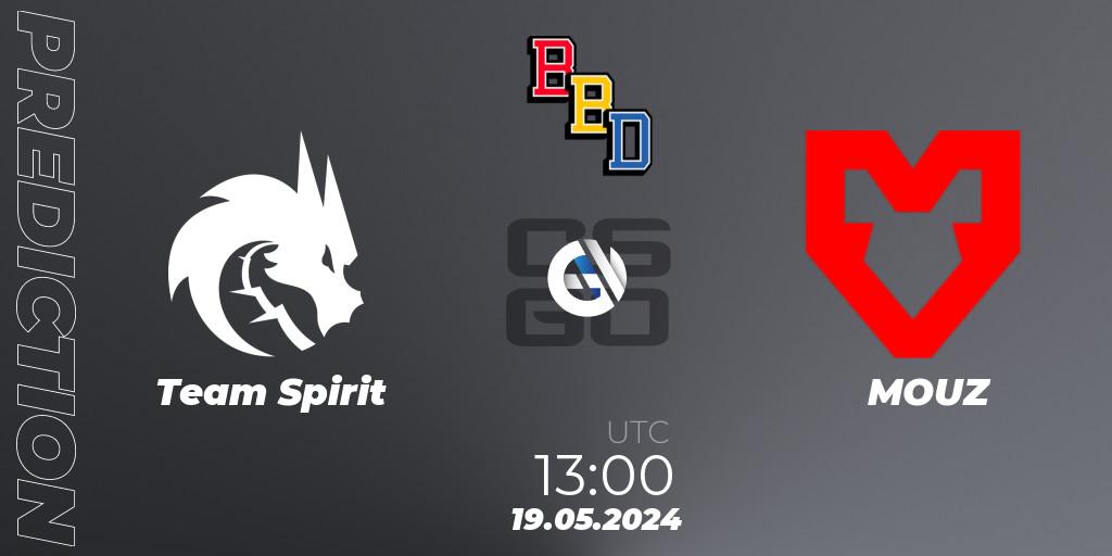 Prognose für das Spiel Team Spirit VS MOUZ. 19.05.2024 at 13:00. Counter-Strike (CS2) - BetBoom Dacha Belgrade 2024