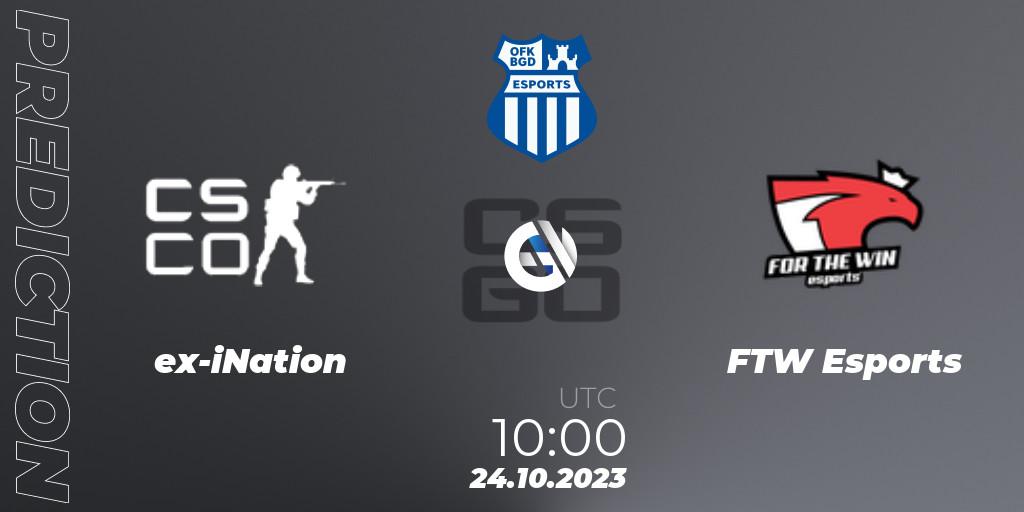 Prognose für das Spiel ex-iNation VS FTW Esports. 26.10.23. CS2 (CS:GO) - OFK BGD Esports Series #1