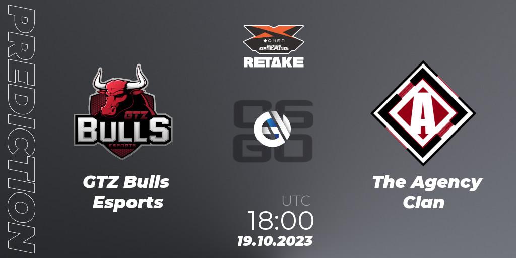 Prognose für das Spiel GTZ Bulls Esports VS The Agency Clan. 19.10.23. CS2 (CS:GO) - Circuito Retake Season 7: Take #2