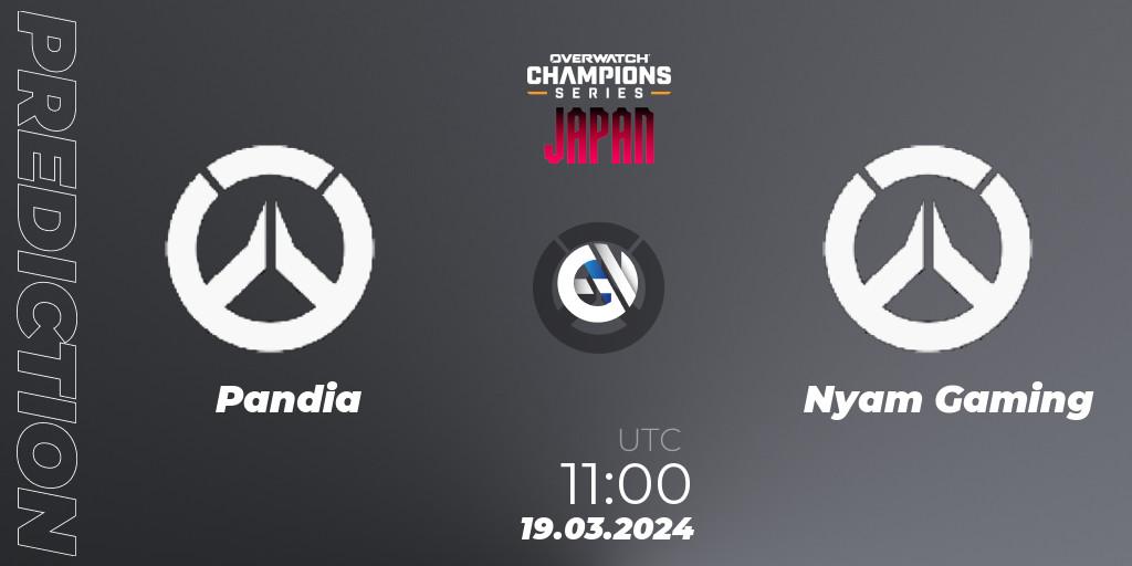 Prognose für das Spiel Pandia VS Nyam Gaming. 19.03.2024 at 12:00. Overwatch - Overwatch Champions Series 2024 - Stage 1 Japan