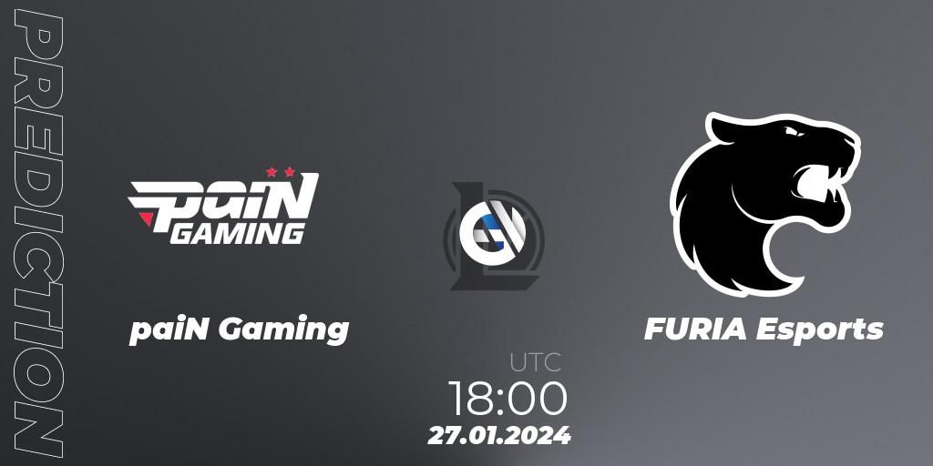 Prognose für das Spiel paiN Gaming VS FURIA Esports. 27.01.24. LoL - CBLOL Split 1 2024 - Group Stage