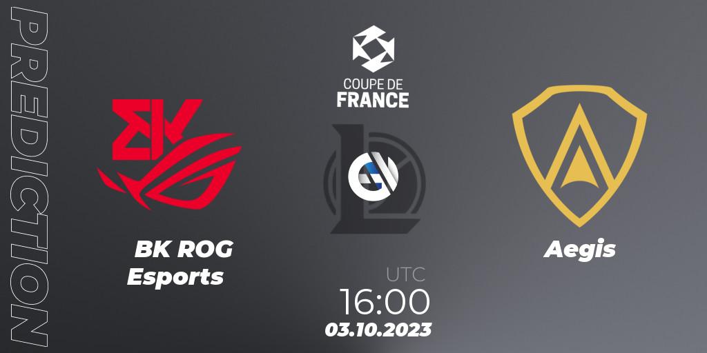 Prognose für das Spiel BK ROG Esports VS Aegis. 03.10.2023 at 16:00. LoL - Coupe de France 2023