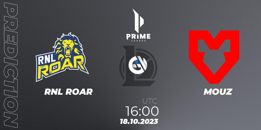 Prognose für das Spiel RNL ROAR VS MOUZ. 18.10.2023 at 18:00. LoL - Prime League Pokal 2023