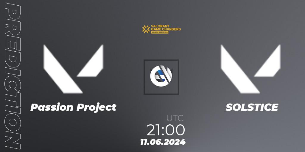 Prognose für das Spiel Passion Project VS SOLSTICE. 11.06.2024 at 21:00. VALORANT - VCT 2024: Game Changers North America Series 2