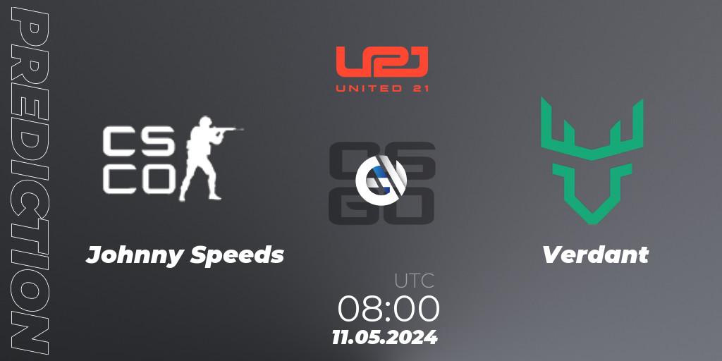 Prognose für das Spiel Johnny Speeds VS Verdant. 12.05.2024 at 18:00. Counter-Strike (CS2) - United21 Season 15