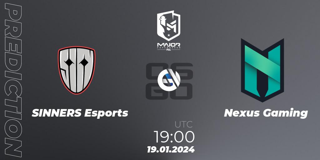 Prognose für das Spiel SINNERS Esports VS Nexus Gaming. 19.01.2024 at 19:00. Counter-Strike (CS2) - PGL CS2 Major Copenhagen 2024 Europe RMR Closed Qualifier