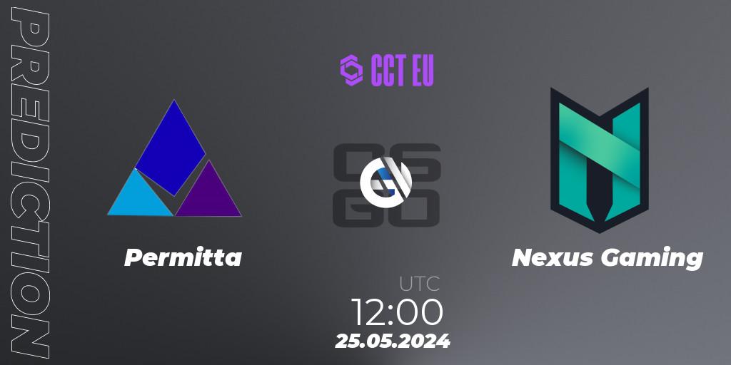 Prognose für das Spiel Permitta VS Nexus Gaming. 25.05.2024 at 12:00. Counter-Strike (CS2) - CCT Season 2 Europe Series 4