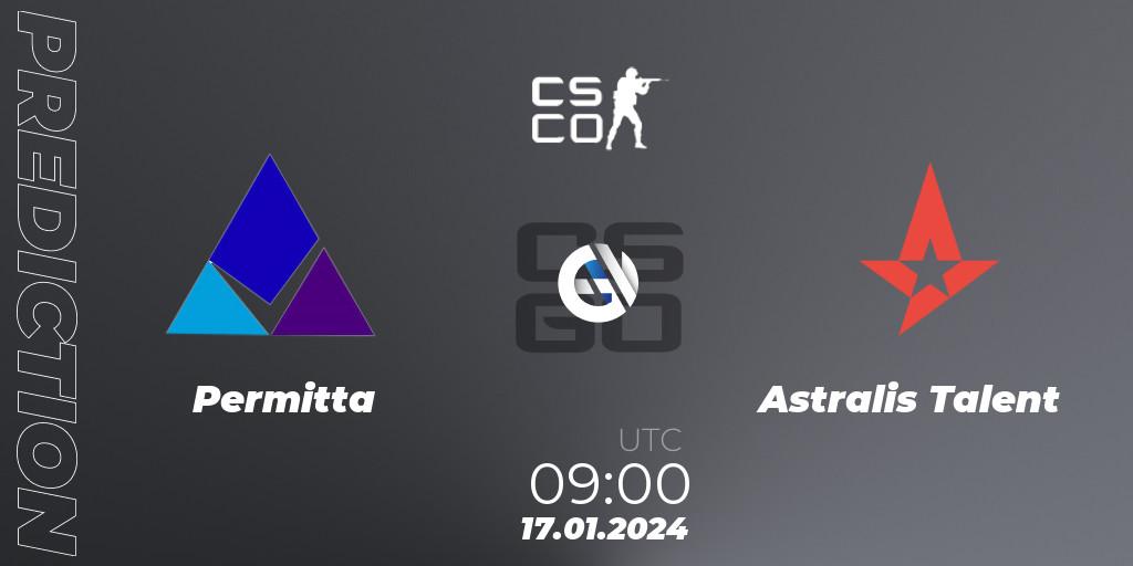 Prognose für das Spiel Permitta VS Astralis Talent. 17.01.24. CS2 (CS:GO) - European Pro League Season 14: Division 2