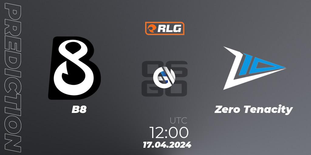 Prognose für das Spiel B8 VS Zero Tenacity. 17.04.24. CS2 (CS:GO) - RES European Series #2