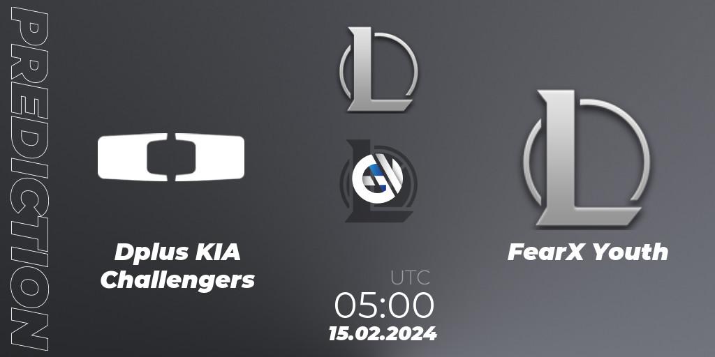 Prognose für das Spiel Dplus KIA Challengers VS FearX Youth. 15.02.2024 at 05:00. LoL - LCK Challengers League 2024 Spring - Group Stage