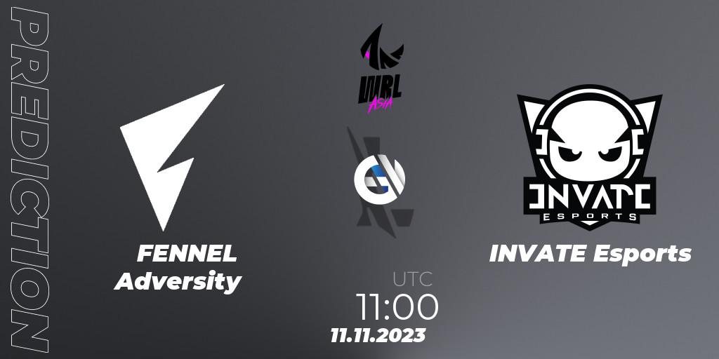 Prognose für das Spiel FENNEL Adversity VS INVATE Esports. 11.11.23. Wild Rift - WRL Asia 2023 - Season 2 - Regular Season