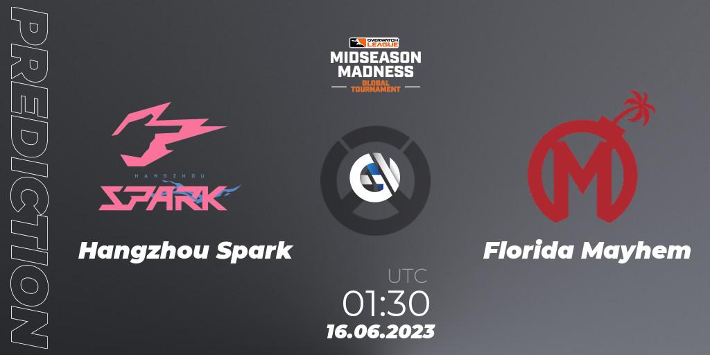 Prognose für das Spiel Hangzhou Spark VS Florida Mayhem. 16.06.23. Overwatch - Overwatch League 2023 - Midseason Madness