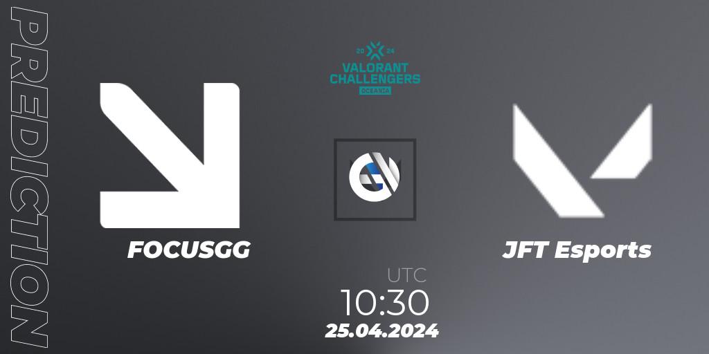 Prognose für das Spiel FOCUSGG VS JFT Esports. 25.04.2024 at 11:30. VALORANT - VALORANT Challengers 2024 Oceania: Split 1
