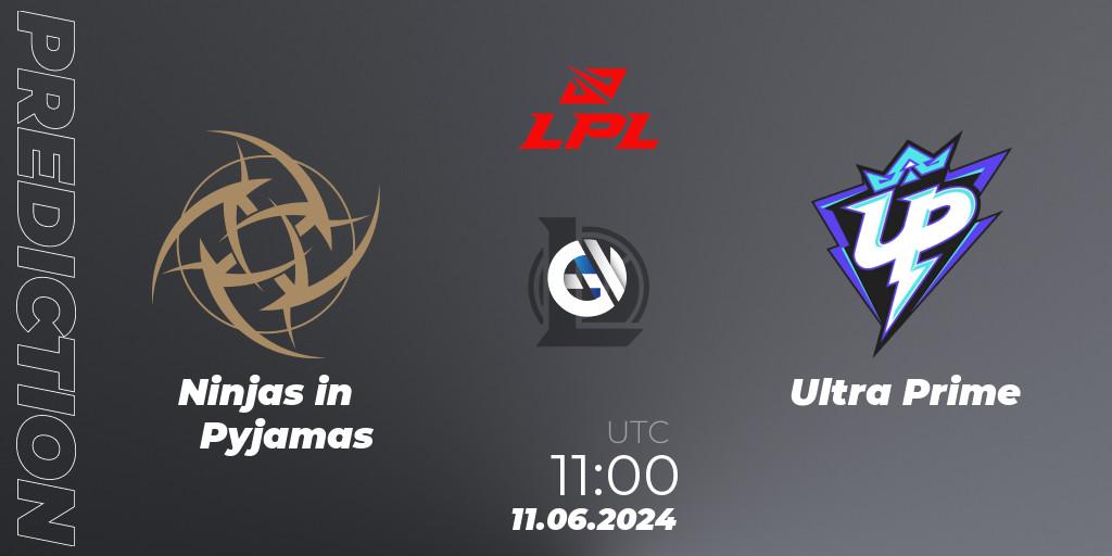 Prognose für das Spiel Ninjas in Pyjamas VS Ultra Prime. 11.06.2024 at 11:00. LoL - LPL 2024 Summer - Group Stage