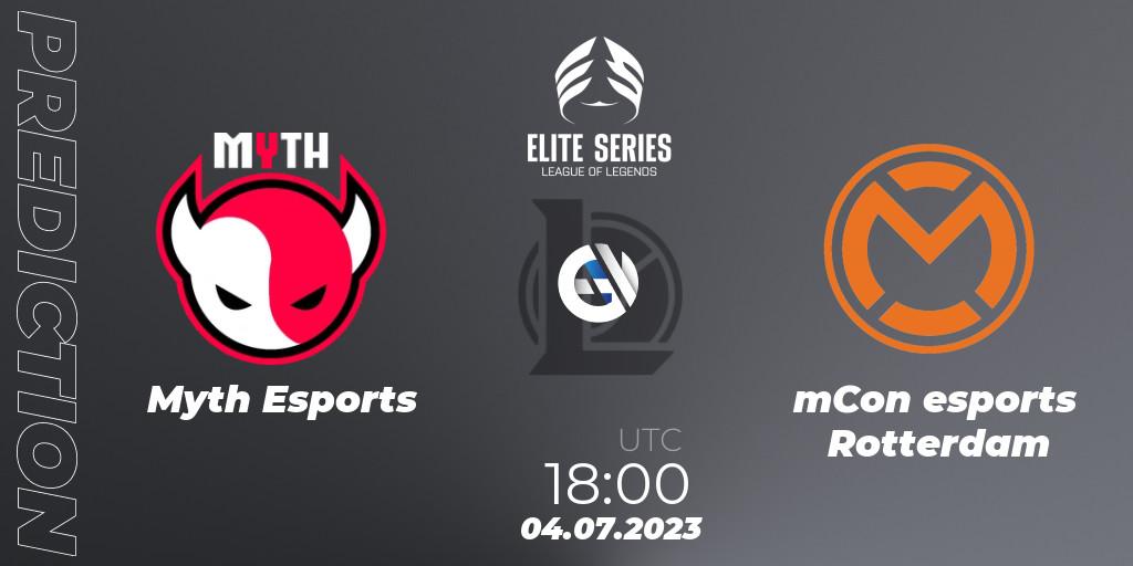 Prognose für das Spiel Myth Esports VS mCon esports Rotterdam. 04.07.2023 at 18:00. LoL - Elite Series Summer 2023