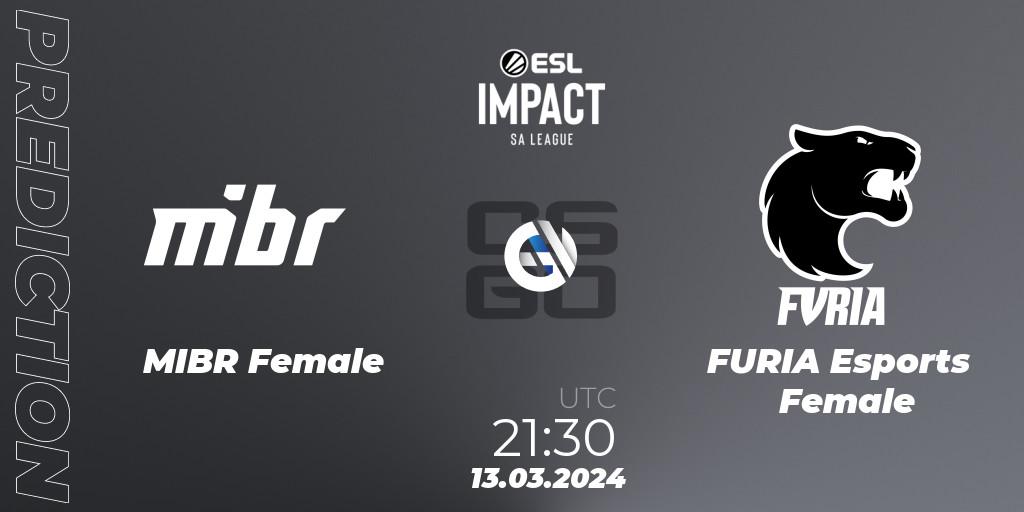 Prognose für das Spiel MIBR Female VS FURIA Esports Female. 13.03.24. CS2 (CS:GO) - ESL Impact League Season 5: South America