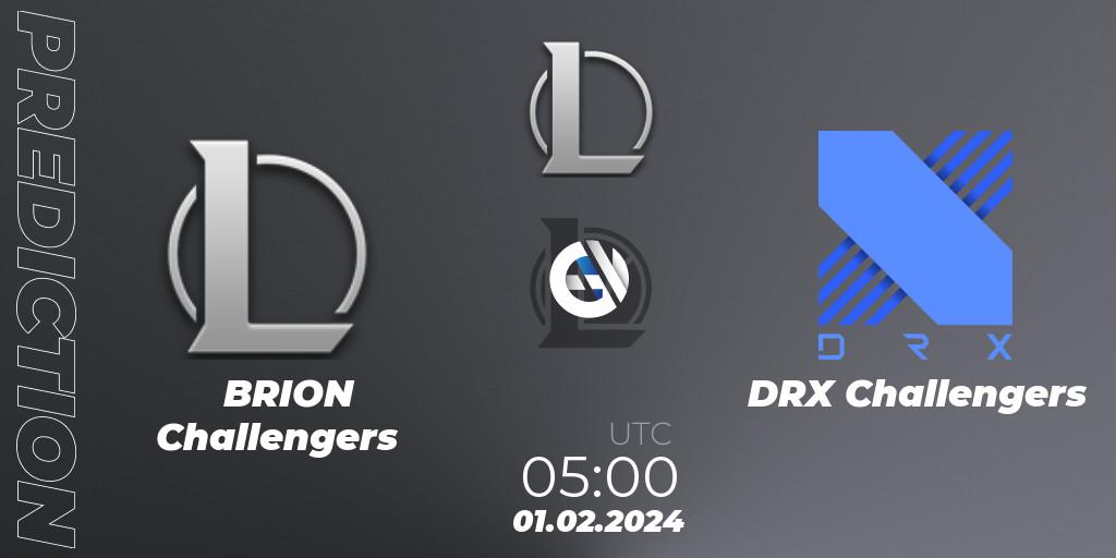 Prognose für das Spiel BRION Challengers VS DRX Challengers. 01.02.2024 at 05:00. LoL - LCK Challengers League 2024 Spring - Group Stage