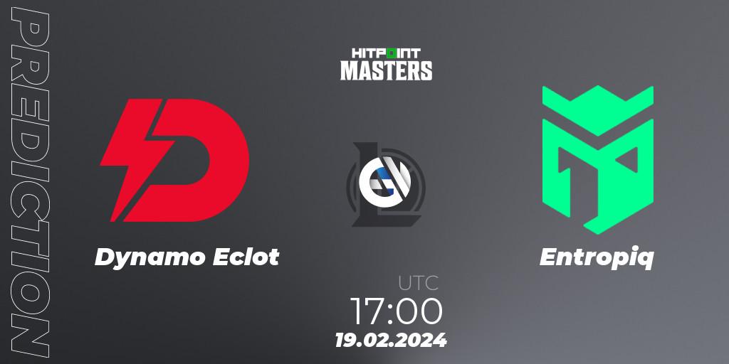 Prognose für das Spiel Dynamo Eclot VS Entropiq. 19.02.24. LoL - Hitpoint Masters Spring 2024