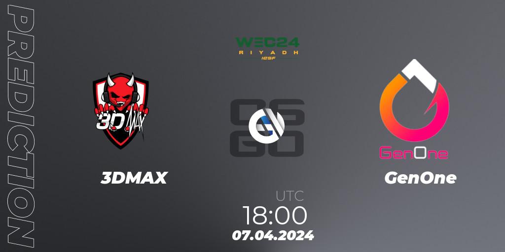 Prognose für das Spiel 3DMAX VS GenOne. 07.04.24. CS2 (CS:GO) - IESF World Esports Championship 2024: French Qualifier