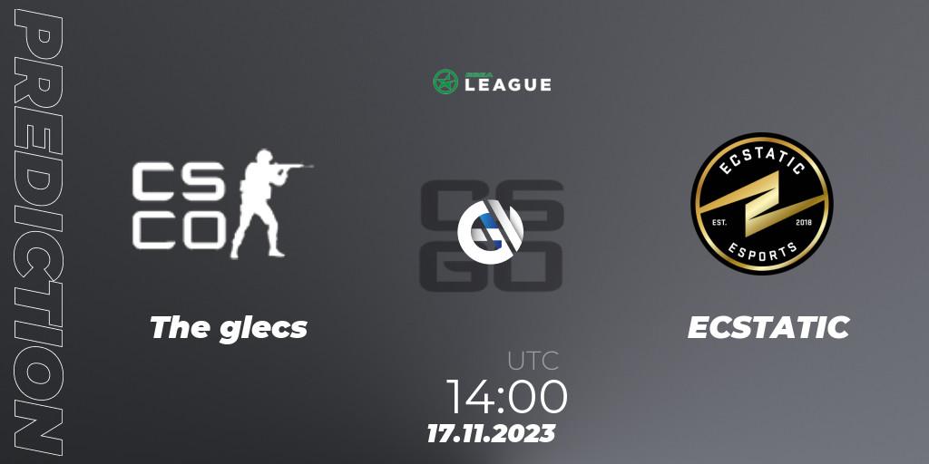 Prognose für das Spiel The glecs VS ECSTATIC. 21.11.2023 at 15:00. Counter-Strike (CS2) - ESEA Season 47: Advanced Division - Europe