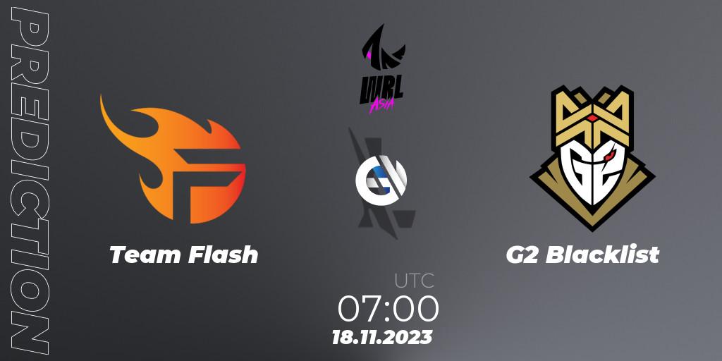 Prognose für das Spiel Team Flash VS G2 Blacklist. 18.11.2023 at 07:00. Wild Rift - WRL Asia 2023 - Season 2 - Regular Season