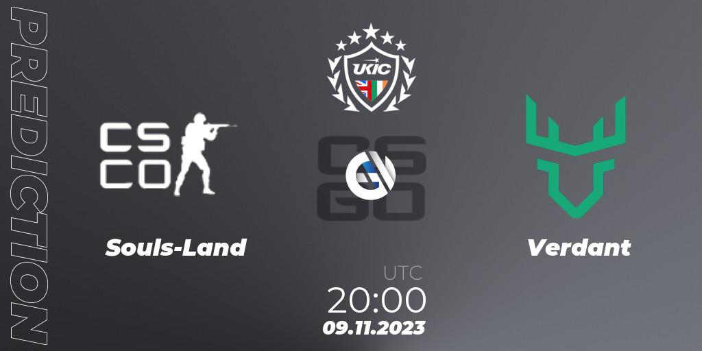 Prognose für das Spiel Souls-Land VS Verdant. 14.11.2023 at 18:00. Counter-Strike (CS2) - UKIC League Season 0: Division 1 - Online Stage