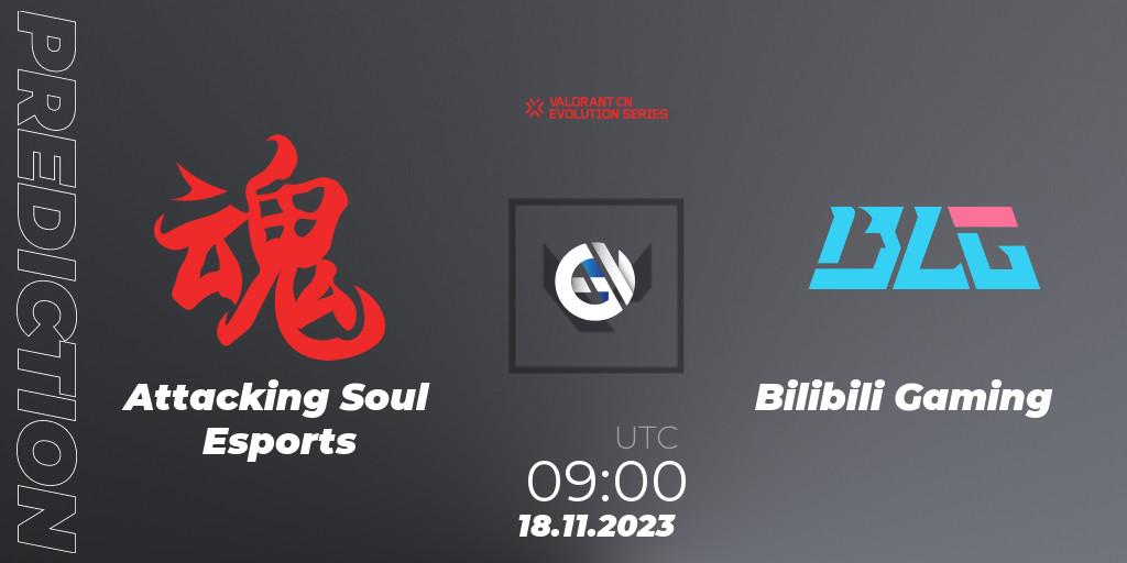 Prognose für das Spiel Attacking Soul Esports VS Bilibili Gaming. 18.11.23. VALORANT - VALORANT China Evolution Series Act 3: Heritability