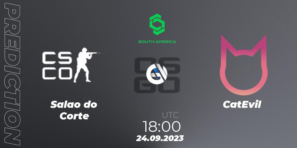 Prognose für das Spiel Salao do Corte VS CatEvil. 24.09.2023 at 18:00. Counter-Strike (CS2) - CCT South America Series #12: Open Qualifier