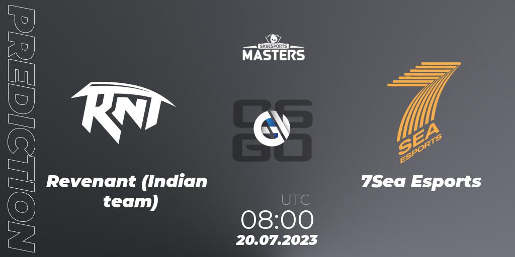 Prognose für das Spiel Revenant (Indian team) VS 7Sea Esports. 20.07.2023 at 08:00. Counter-Strike (CS2) - Skyesports Masters 2023: Regular Season