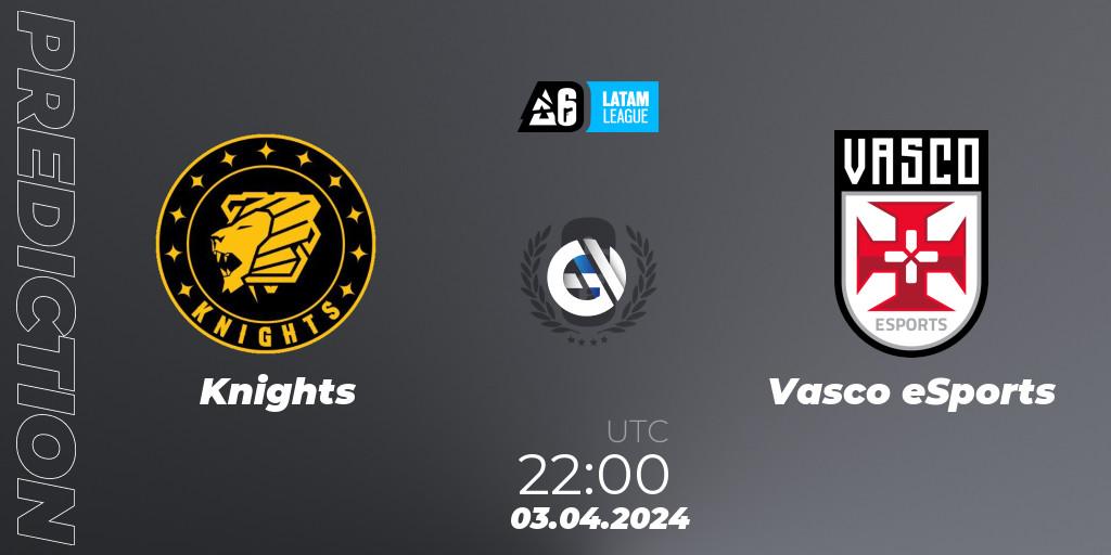 Prognose für das Spiel Knights VS Vasco eSports. 03.04.24. Rainbow Six - LATAM League 2024 - Stage 1: LATAM South