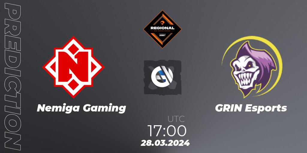 Prognose für das Spiel Nemiga Gaming VS GRIN Esports. 28.03.24. Dota 2 - RES Regional Series: EU #1