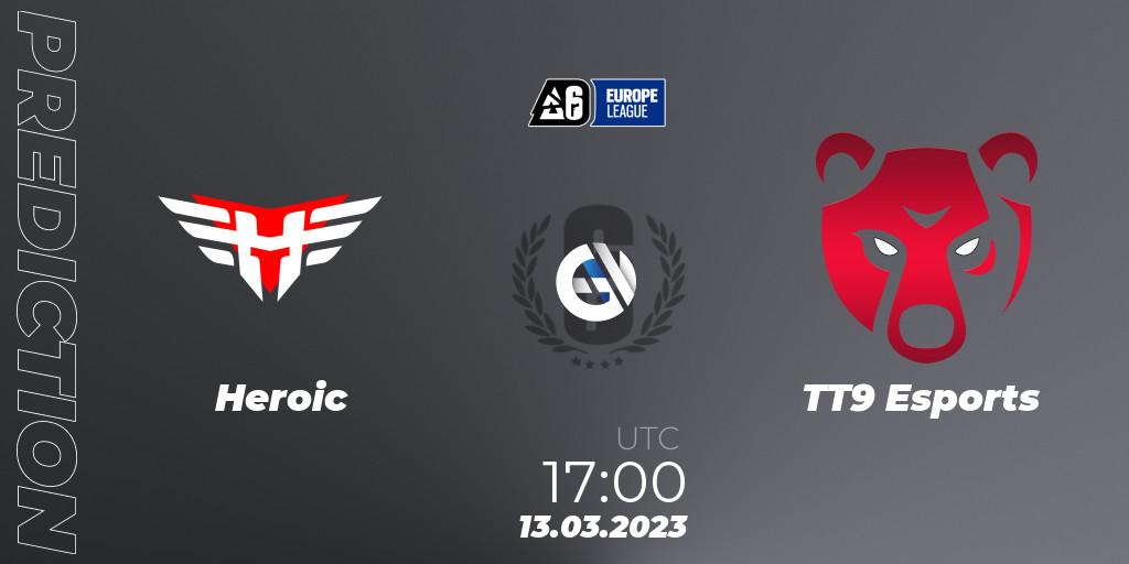Prognose für das Spiel Heroic VS TT9 Esports. 13.03.23. Rainbow Six - Europe League 2023 - Stage 1