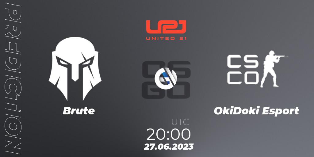 Prognose für das Spiel Brute VS OkiDoki Esport. 27.06.2023 at 20:00. Counter-Strike (CS2) - United21 Season 3