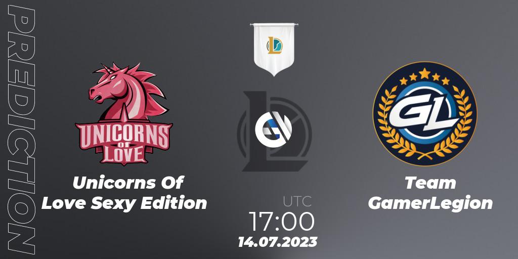 Prognose für das Spiel Unicorns Of Love Sexy Edition VS Team GamerLegion. 14.07.23. LoL - Prime League Summer 2023 - Group Stage