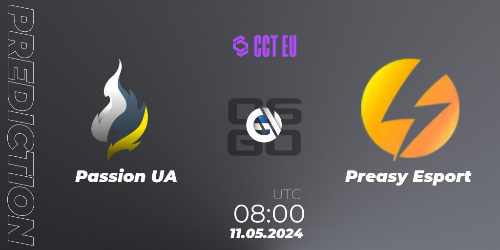 Prognose für das Spiel Passion UA VS Preasy Esport. 11.05.2024 at 08:00. Counter-Strike (CS2) - CCT Season 2 European Series #3 Play-In