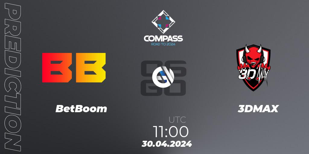 Prognose für das Spiel BetBoom VS 3DMAX. 30.04.24. CS2 (CS:GO) - YaLLa Compass Spring 2024