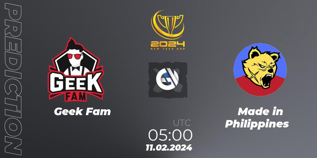 Prognose für das Spiel Geek Fam VS Made in Philippines. 11.02.24. Dota 2 - New Year Cup 2024