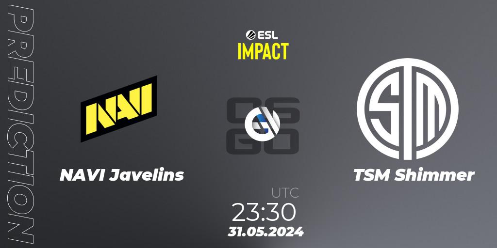 Prognose für das Spiel NAVI Javelins VS TSM Shimmer. 01.06.2024 at 00:25. Counter-Strike (CS2) - ESL Impact League Season 5 Finals