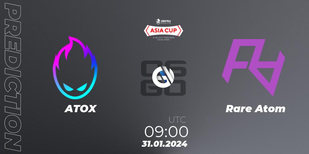 Prognose für das Spiel ATOX VS Rare Atom. 31.01.24. CS2 (CS:GO) - 5E Arena Asia Cup Spring 2024 - BLAST Premier Qualifier